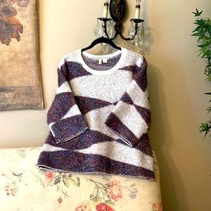 Holiday sweater with 3/4 length sleeves